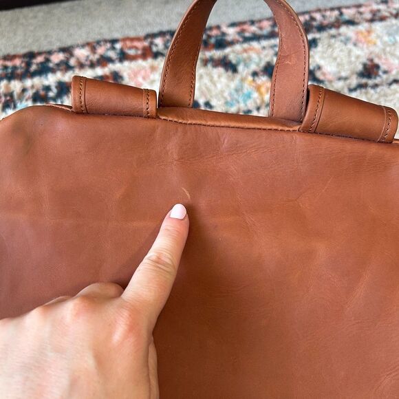 Azaria Luxe La Mère Backpack Grand Brown Leather Baby Diaper Bag - Picture 7 of 13